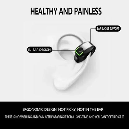 Bluetooth Headset 5.3 Bone Conduction Wireless Ear Clip Headphones IPX5 Waterproof Sport Gaming Earbuds Noise Cancelling