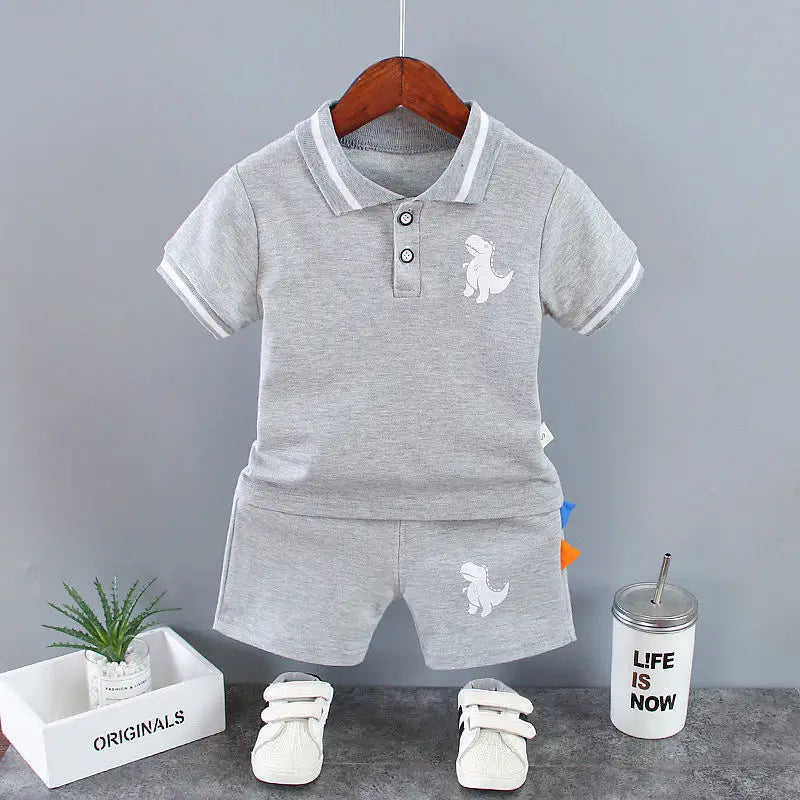 Baby Boy Summer Clothes Sets Korean Fashion Turn-down Collar T-shirts Tops and Shorts Two Piece Infant Outfits Kids Tracksuits