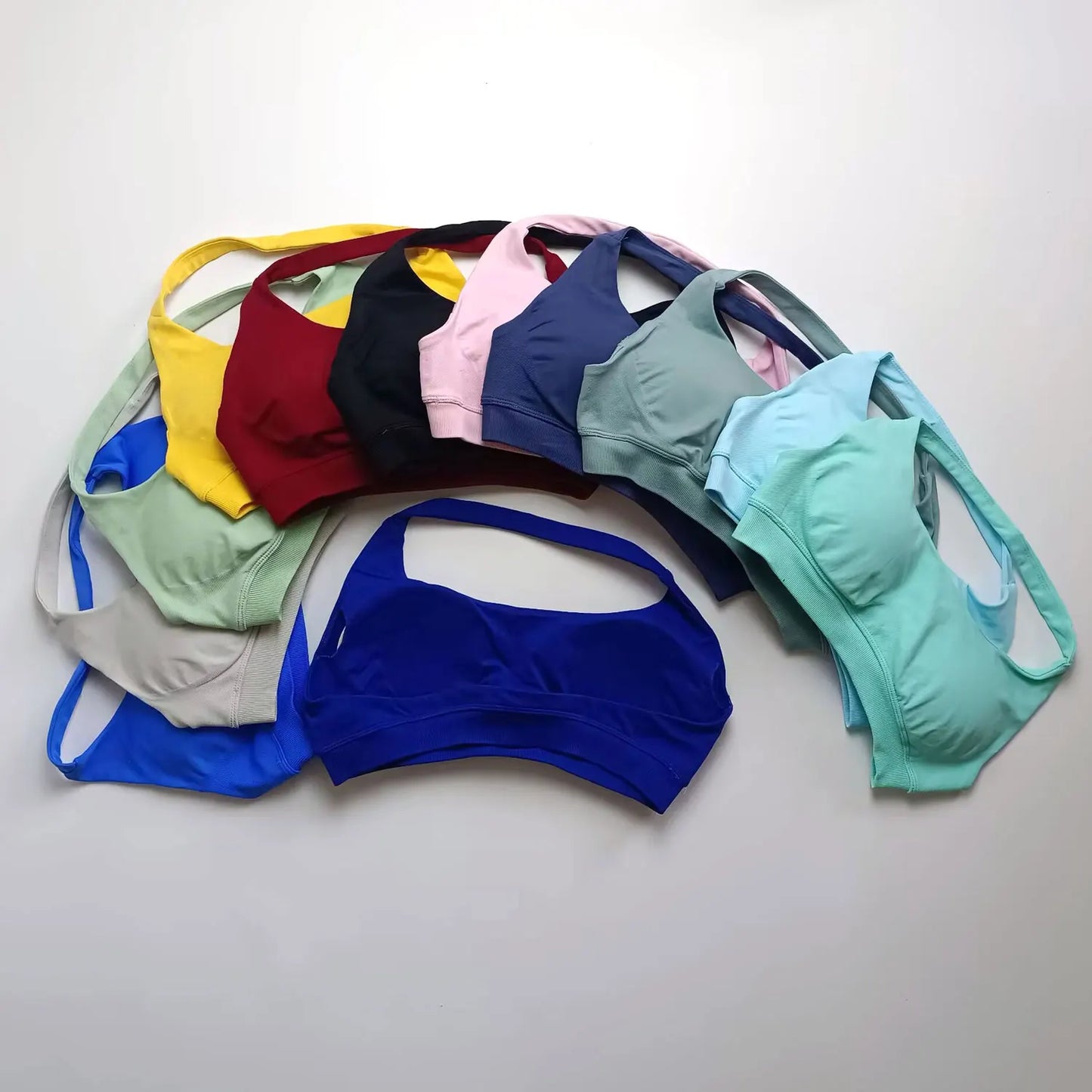 NCLAGEN Sports Bra Women Sportswear Seamless Halter Top High Support Push-up Open Back Gym Wear Fitness Yoga Workout Underwear