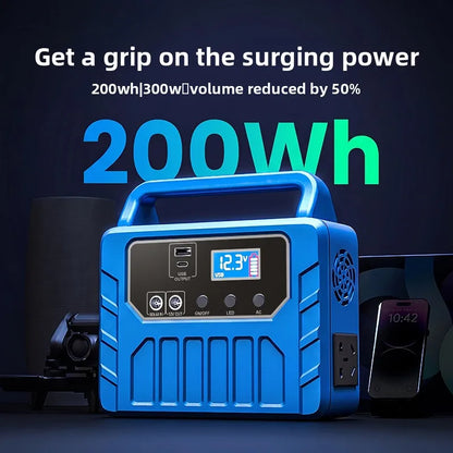300W 200W Portable Power Station 200Wh Outdoor Energy Storage Powerbank 220V 110V AC Output Solar Generator for Camping Home Use