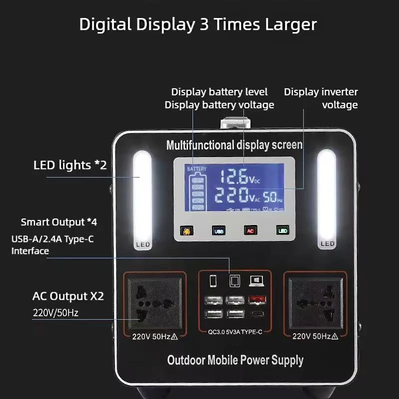 500W 220V Portable Power Station 500Wh 461Wh Solar Generator Emergency Power Bank Power Supply for Home Outdoor Camping Stall