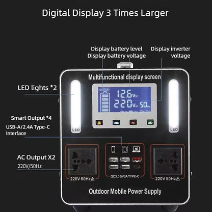 500W 220V Portable Power Station 500Wh 461Wh Solar Generator Emergency Power Bank Power Supply for Home Outdoor Camping Stall