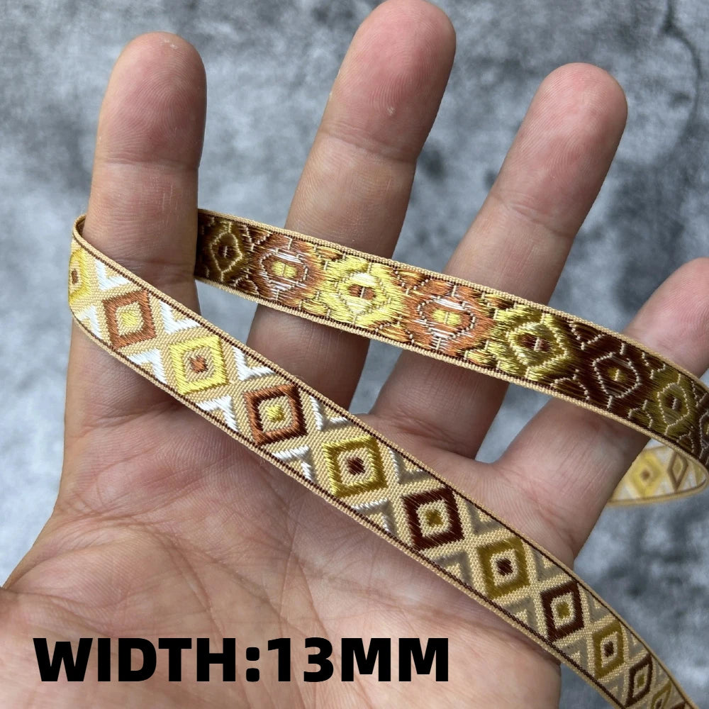 5 Yards 1~3CM Geometric Flower Designs Are Selling Well Embroidered Jacquard Ribbon Decorative Clothing Dog Chain Curtains
