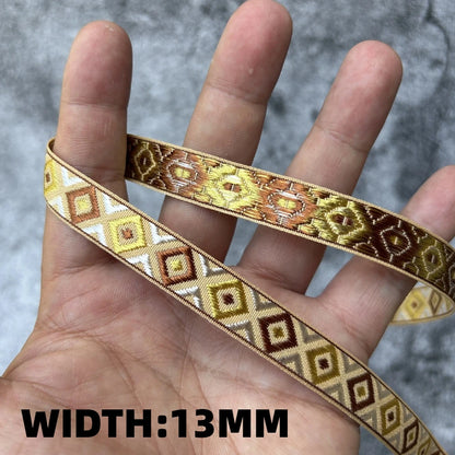 5 Yards 1~3CM Geometric Flower Designs Are Selling Well Embroidered Jacquard Ribbon Decorative Clothing Dog Chain Curtains