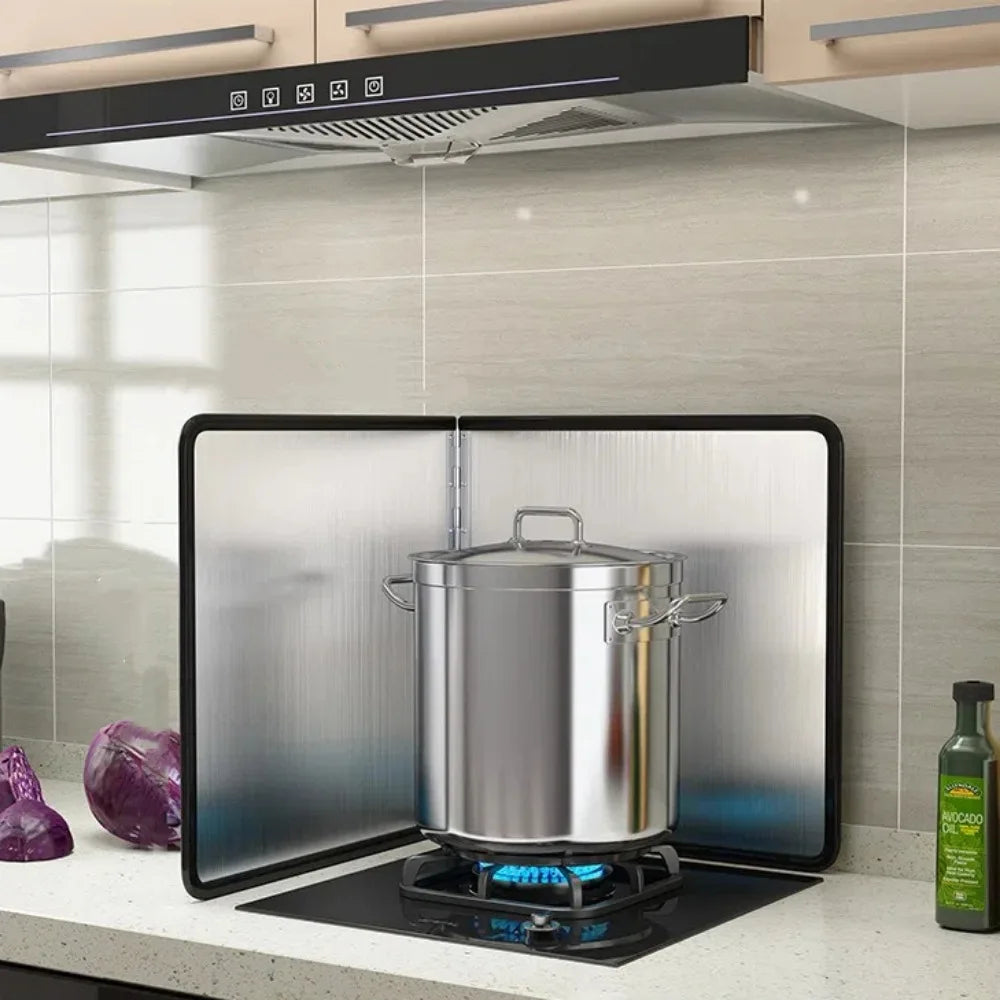 Creative Stainless Steel Foldable Panels Anti-splash Non-Stick Splash Guard Stove Oil Baffle Kitchen Supplies