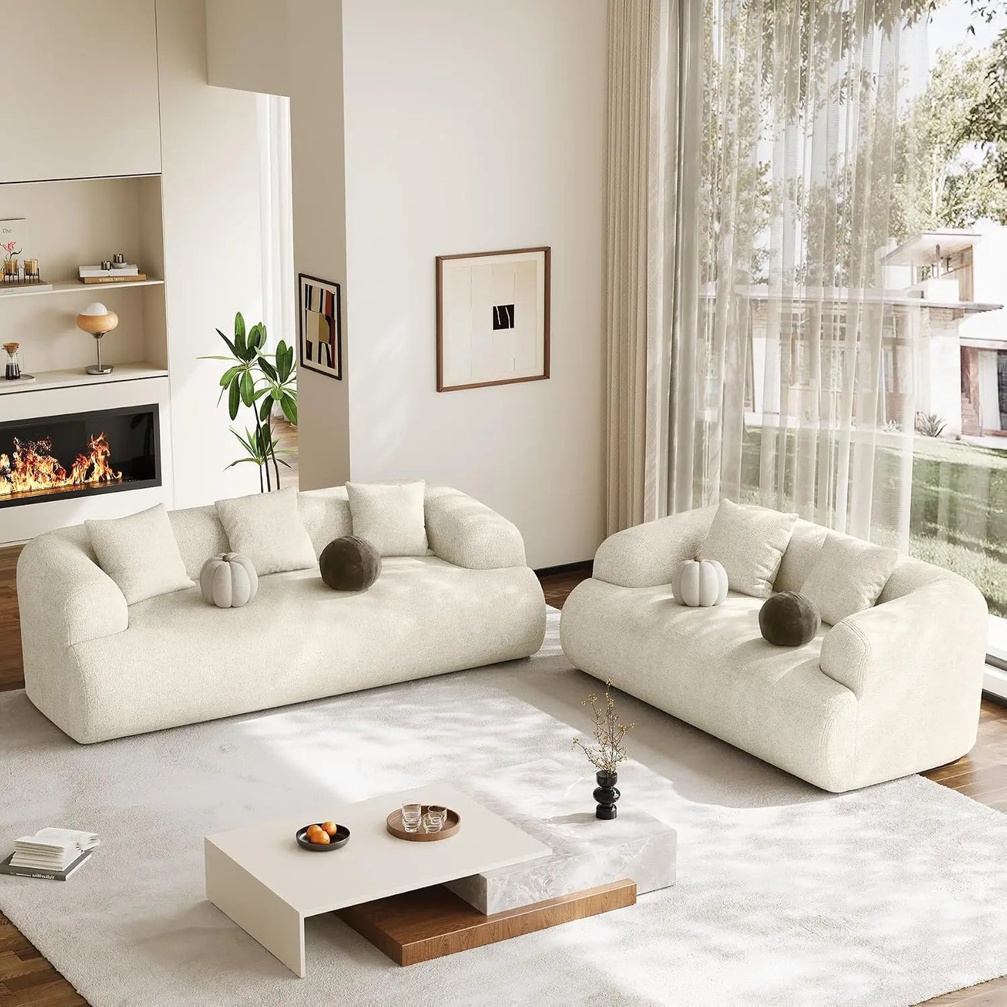 Oversized Sectional Sofa for Living Room, 91" + 76'' Modern Luxury Plush Chenille Extra Deep & Wide Seat Curved, Customized