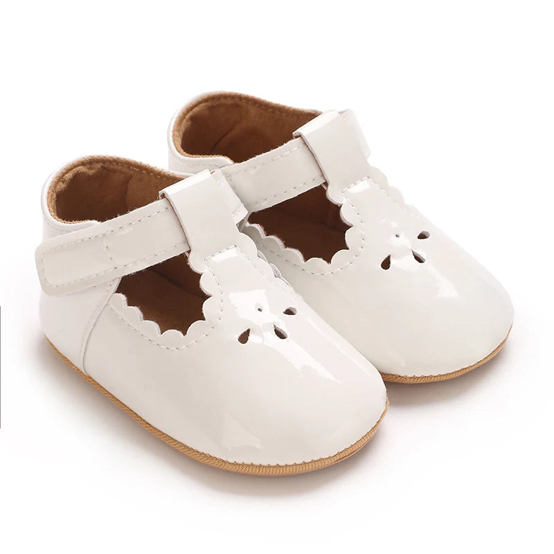 Breathable Newborn Baby Shoes Baby Boy Girl Shoes Girl Classic Bowknot Rubber Sole Anti-slip PU  Toddler Shoes First Walker