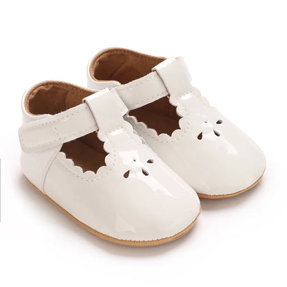 Breathable Newborn Baby Shoes Baby Boy Girl Shoes Girl Classic Bowknot Rubber Sole Anti-slip PU  Toddler Shoes First Walker