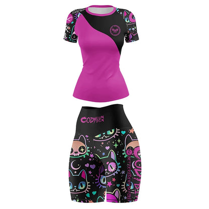 Cody Women Rash Guard Gym Clothing MMA Tight Sportswear Jiu Jitsu Rashguard T-shirts+Pant Boxing Grappling Shorts 4pcs/Set
