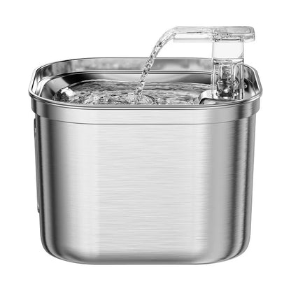 Cat Water Fountain 2.2L 304 Stainless Steel Three Gears Adjustable Inside Filters Silent Water Pump for Pet to Drink Water