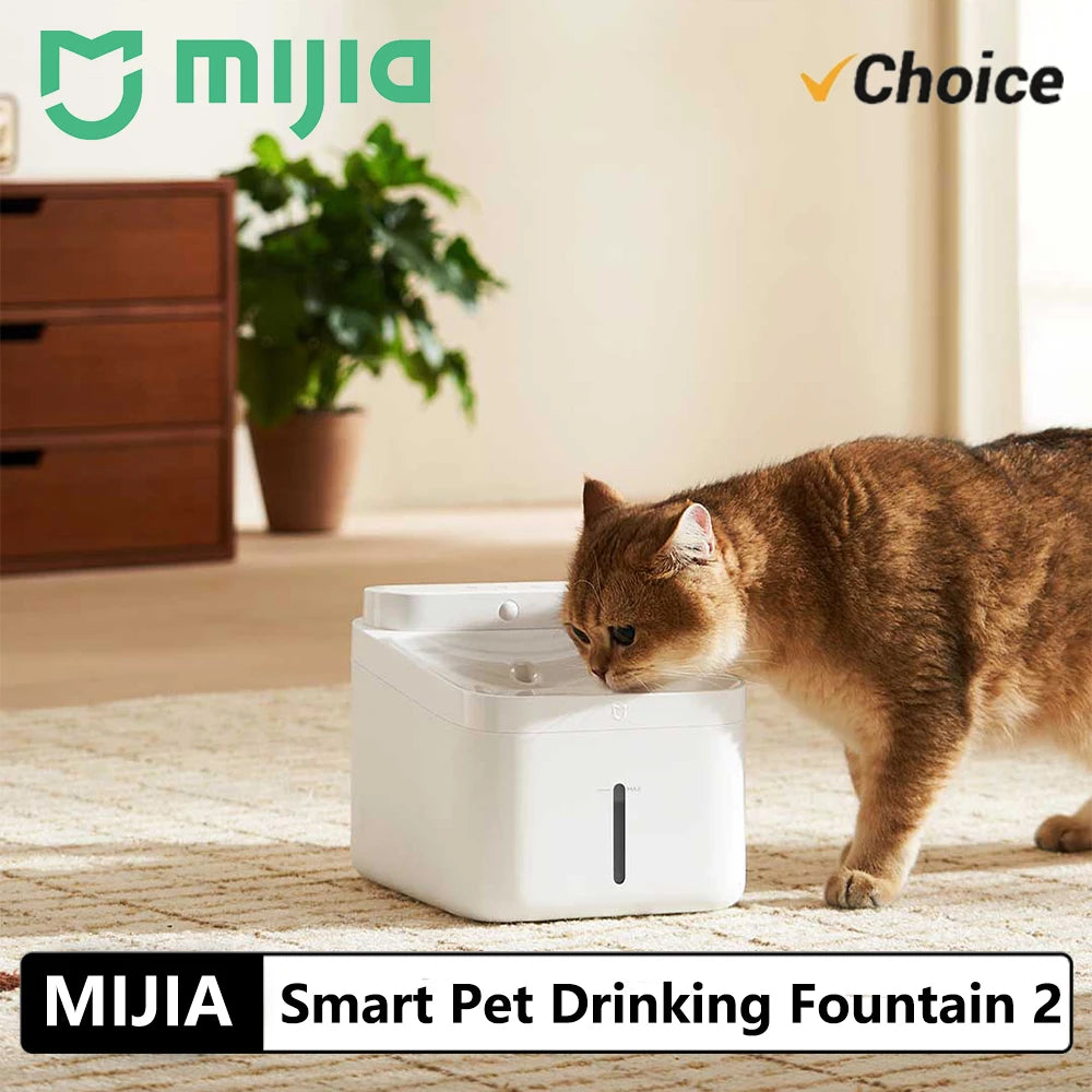New MiIJIA Smart Pet Drinking Fountain 2 3L Capacity Wireless Water Pump Automatic Sensing Cats and Dogs Long Battery Life - CN