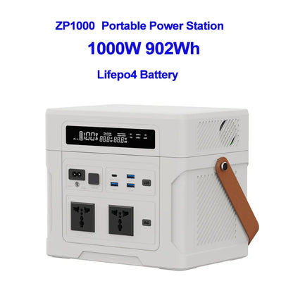 LiFePO4 Portable Power Station 1000W 902WH Mobile Power Supply Solar Generator 500W 300W 100W Battery Power Storage For Camping