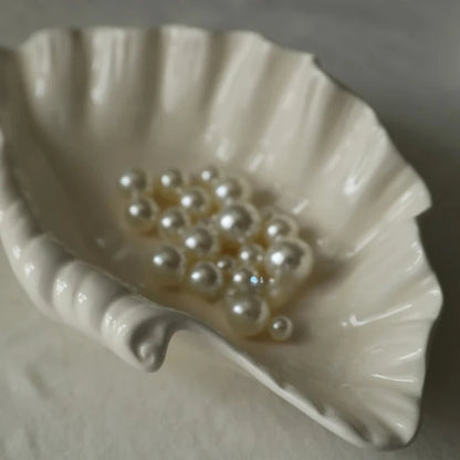 Shell Plate Cream Retro Ceramic Plate Fruit Snack Plate Dinner Tray Dish Set Jewelry Storage Dish Tableware Gift