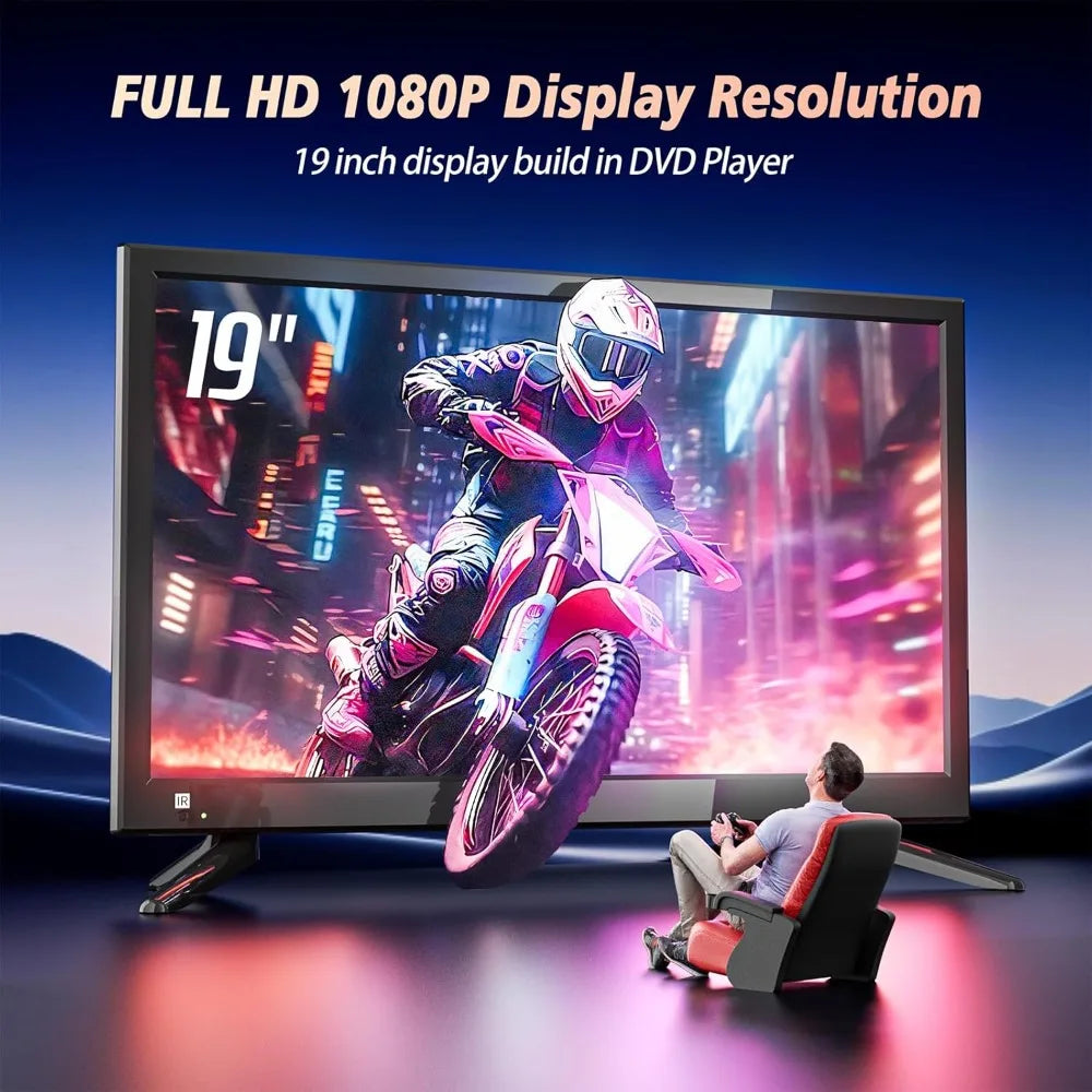 Desobry 19 INCH TV with DVD Player Built in 1081P LCD TV DVD Player Combo with HDMI USB Monitor for Home