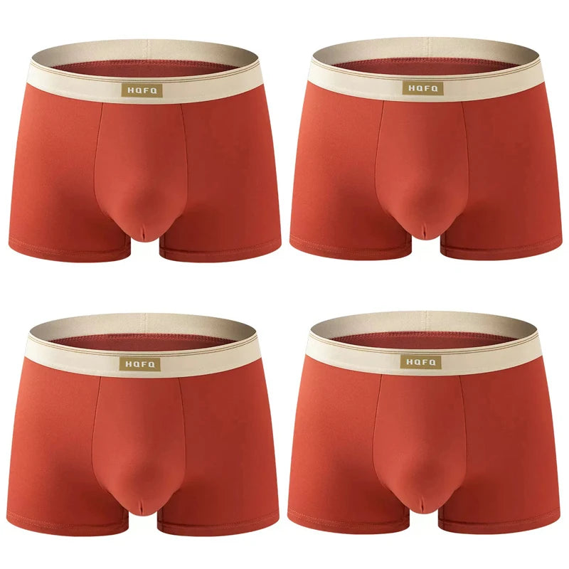 4pcs Men Underwear BoxerShorts Hombre Panties Man Breathable Underpants Sexy Sports Comfort U Convex Male Boxers Large Size 4XL