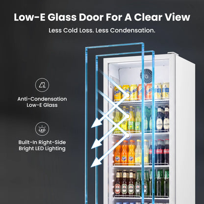 Yeego Commercial Merchandiser Refrigerator ETL & DOE Certified Air Cooled Beverage Display Cooler 32–50°F Adjustable Temp LED Light Lockable Casters, Easy Clean Vent Grille Multi Sizes Available for Convenience Store Café