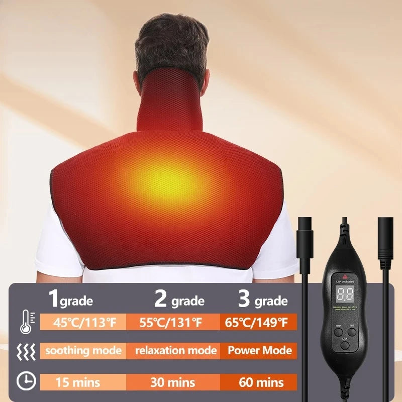 Electric Massage Wrap Neck Shoulder Back Pain Relief Heating Shawl Shoulder Vibration Massager Cold Weather Body Warmer Vest