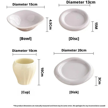 Mushroom Set Bowls and Plates for Home Kitchen Large Capacity Ceramic Bowl Western Plate Tea Desserts Tray Mushroom Tableware