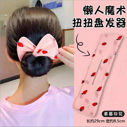 Cute Children's Hair Straightener, Adjustable Headband Hair Clip, Bow Twist Clip Hair Straightener, Meatball Headband Accessory