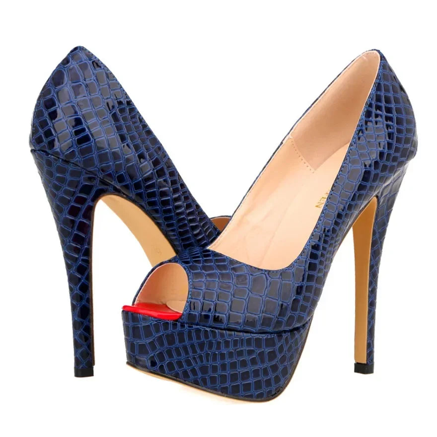 Cross-dresser Unisex Men's Pumps Queen Fashion Peep Toe Platform High Heels 14cm Sexy Patent Leather Shoes Stilettos Large Size