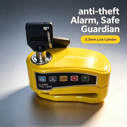 Motorcycle Bicycle Disc Lock Security Alarm Protection Padlock with Keys Aluminum Alloy Anti-theft Scooter Wheel Disc Brake Lock