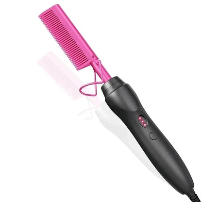 Portable Ceramic Hair Curler Electric Hot Heating Comb Hair Straightener Curler Wet Dry Hair Straightening Hair Styling Tool