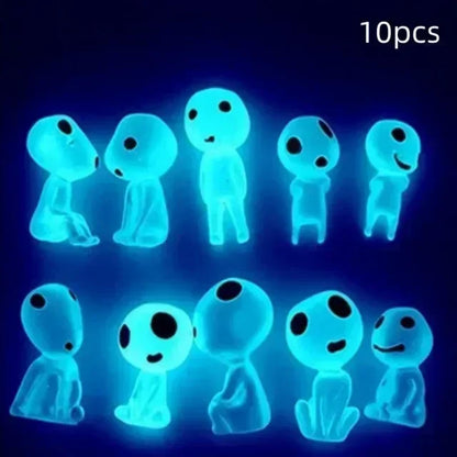 10Pcs Luminous Elves Mini Figures Fish Tank Decor Kodama Glow in the Dark Figures Garden Micro Flower Potted Landscape Ornament