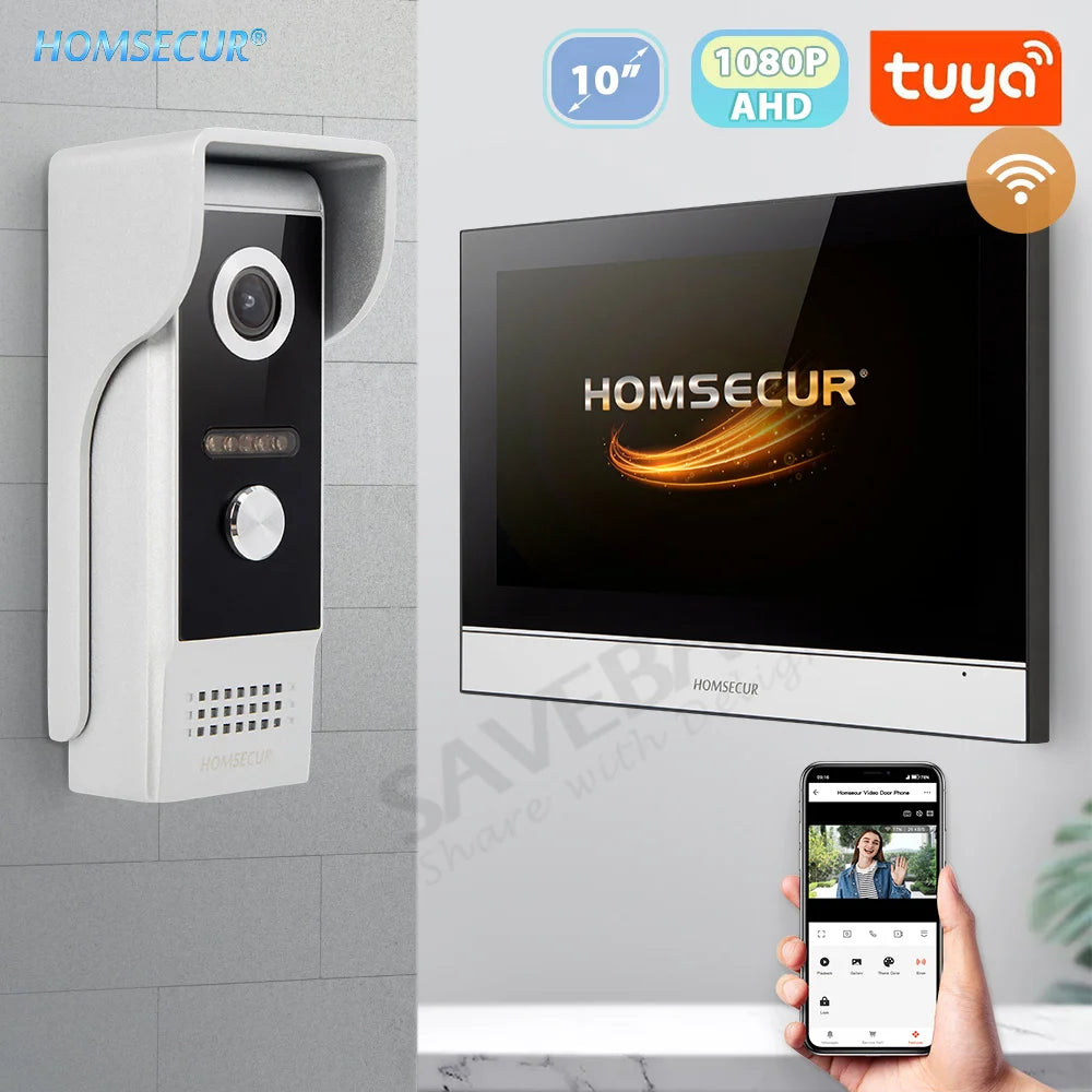 Tuya Smart APP WIFI HD 10” Video Doorphone Entry Intercom System 4 Wire IP65 1080P Doorbell Camera Recording Snapshot