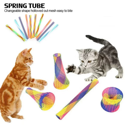 5/10pcs Cat Springs Toys Kitten Coil Spiral Pet Interactive Gauge Plastic Spring Toy Colorful Springs Cat Pet Tower Toy