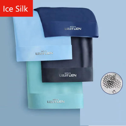 4Pcs Men's Underwear Ice Silk Mesh Boxer Shorts Sexy Panties Man Underpants Thin Male U Convex Lingerie Wholesale Lots L-6XL
