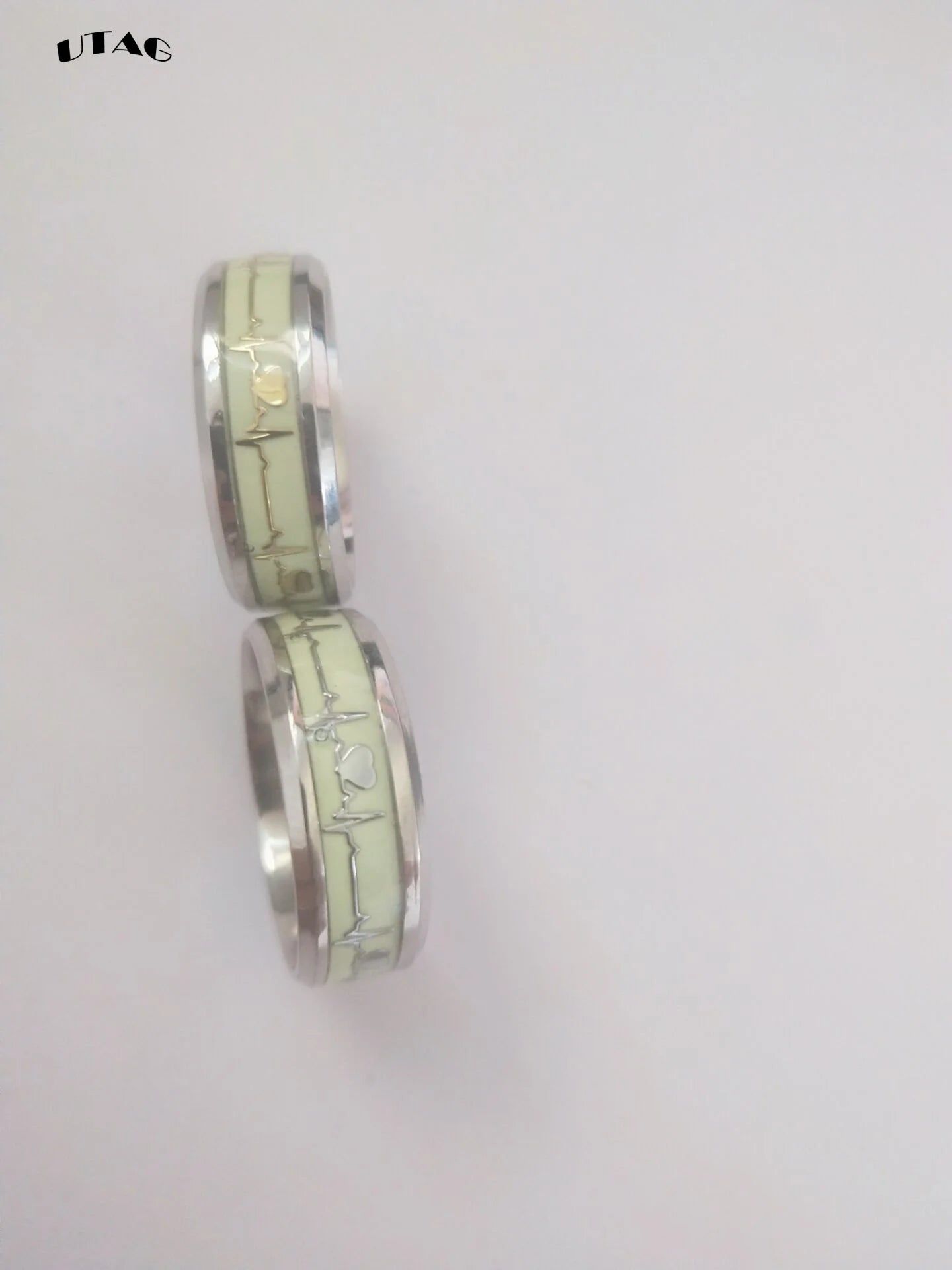 Fashion Stainless Steel Luminous Finger Ring For Women Men Glowing In Dark Heart Couple Wedding Bands Jewelry Gift Accessories