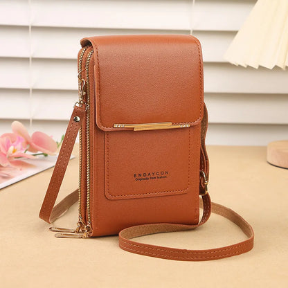 Women’s Mini Crossbody Handbag Purse, Touch Screen Phone BagS, Multi Card Zipper PU Leather Shoulder Bags for Daily Shopp Dating