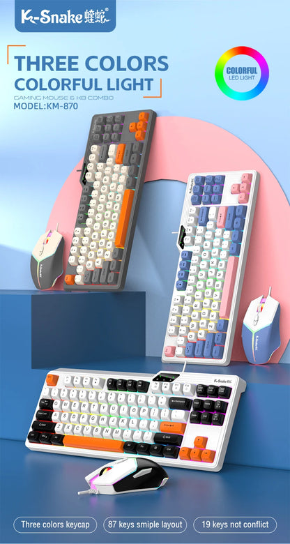 Wired Keyboard and Mouse Set，19-Key Rollover，Office/Gaming Compatible with Desktops and Laptops