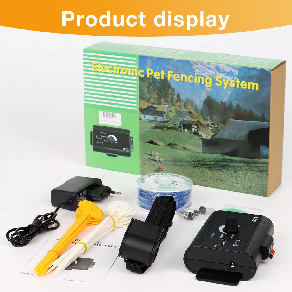 023 Dog Electric Fence Shock Training Collar Electronic Pet Fencing System Adjustable Control Range Wired Containment