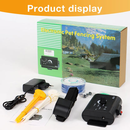 023 Dog Electric Fence Shock Training Collar Electronic Pet Fencing System Adjustable Control Range Wired Containment