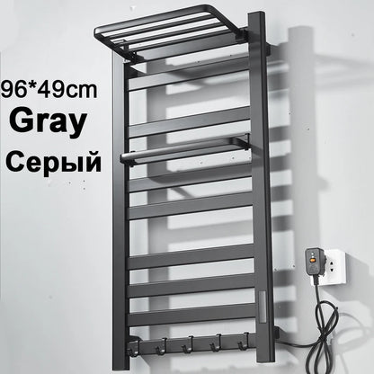 Electric Towel Dryer Black/White Bathroom Electric Rack Digital Display Temperature Time Control Towel Warmer Rail