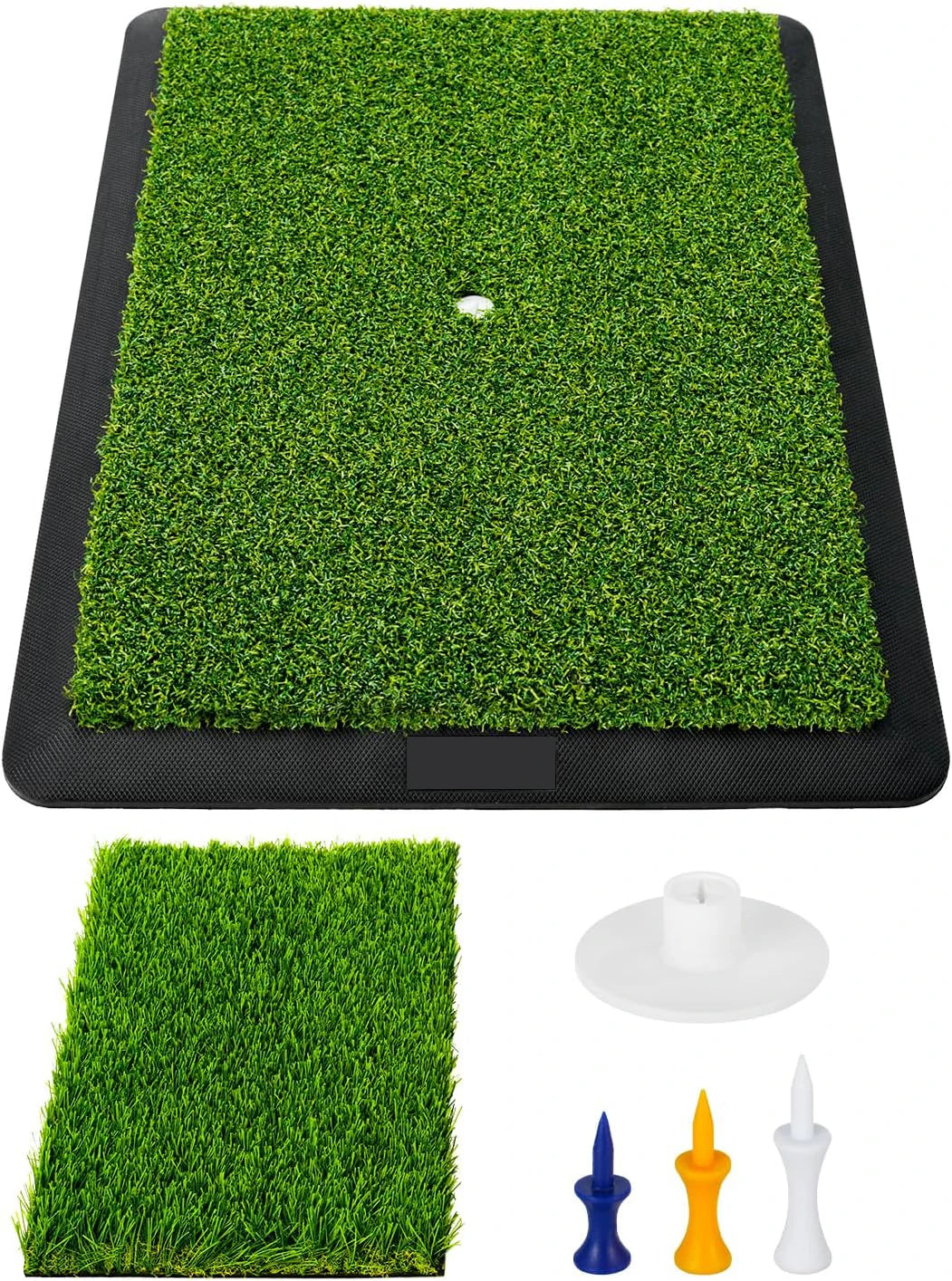 Golf Swing Trainer Mat for Practice & Training – Replaceable Turf Surfaces, Non-Slip Rubber Base for Indoor/Outdoor Use, Include