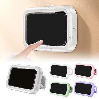 Upgraded 360° Rotating Bathroom Waterproof Phone Case Holder Waterproof Case with Touch Screen Wall Mount Shelf in Bathroom