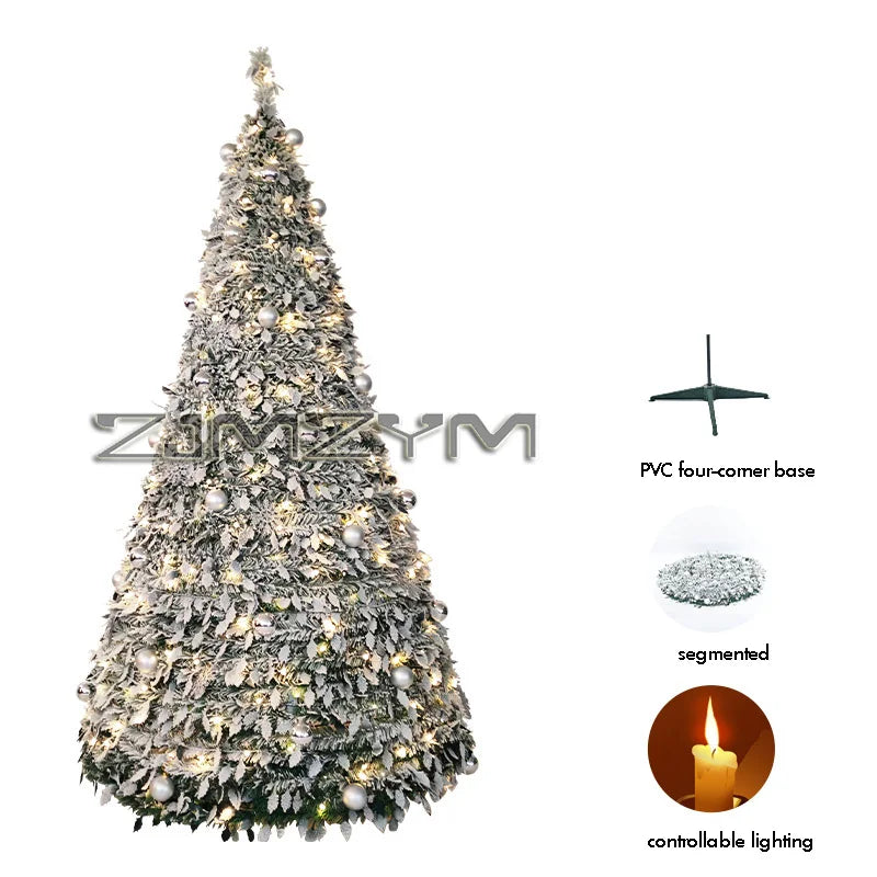 150CM Foldable Christmas Tree with Decorative Lights EU UK US Plug PVC Material for Dining Rooms Christmas Gifts