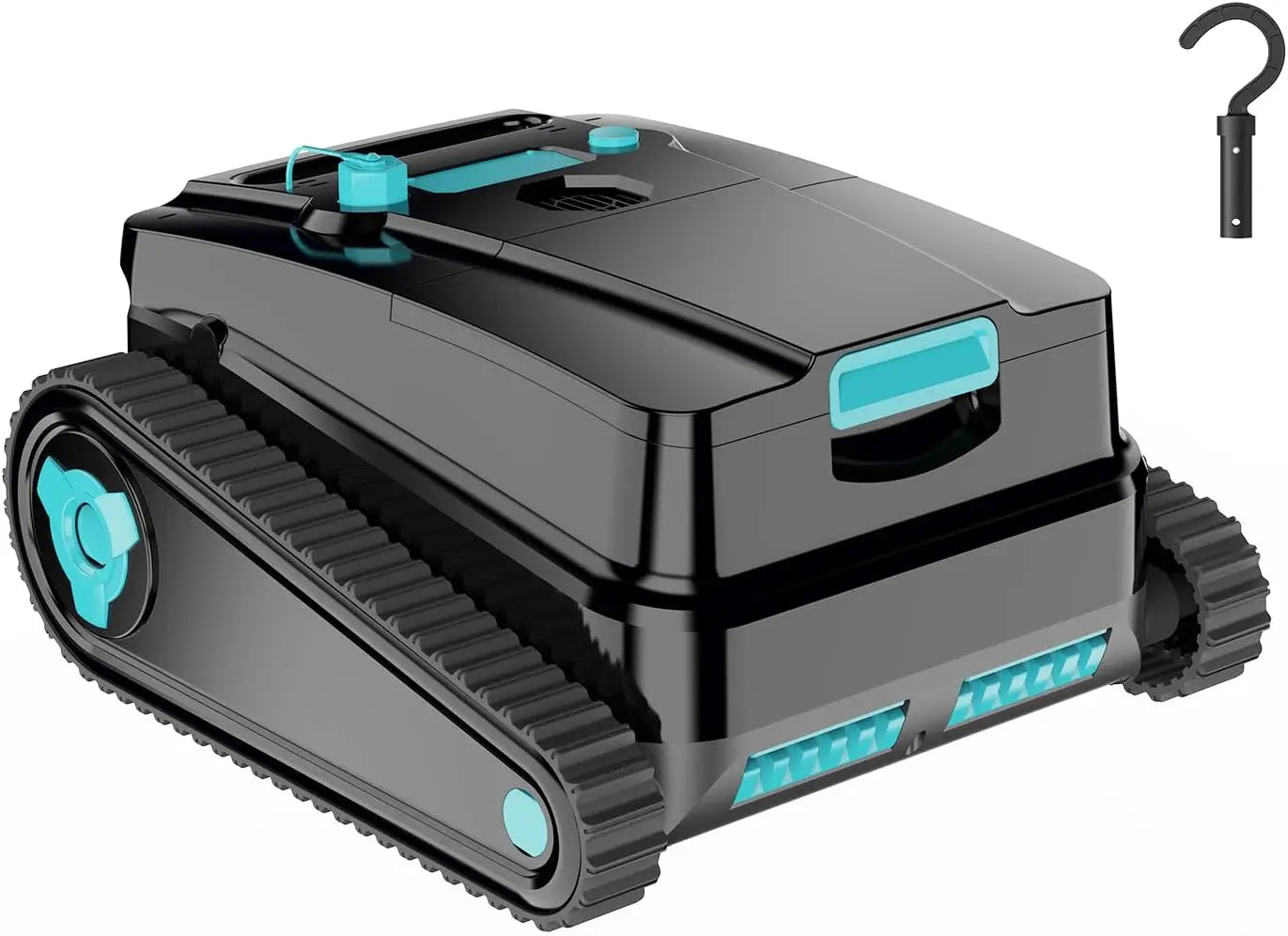 Cordless robotic pool cleaner for above-ground and in-ground pools; features automatic parking; maximum cleaning coverage of 19.8 meters / 1,100 square meters (tracked model).