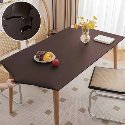 Waterproof Table Cloth Picnic Elastic PU Leather Fitted Edged Table Cloth Stretch Square/Rectangle Table Cover Wipe-Clean