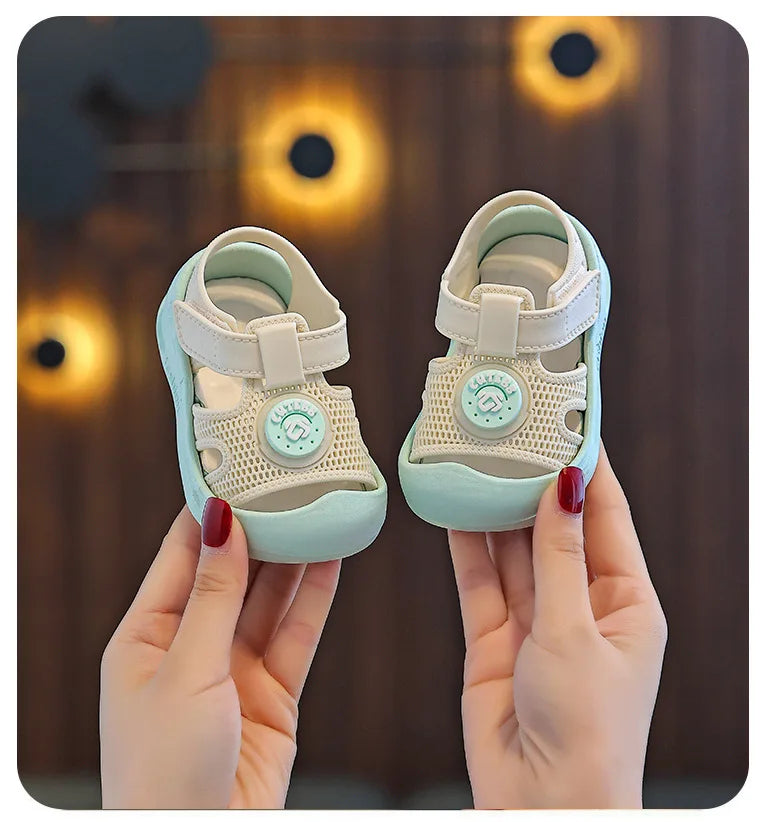 1-3 Years Baby Sandals Summer Shoes Infant Outwear First Walkers Little Toddler Boys Girls Close-toed Sandals Pink, Green