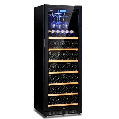85 Bottle 24 Inch Freestanding Wine Cooler Beer and Wine Fridge with Hanging Cup Rack for Home Bar Kitchen Storage System