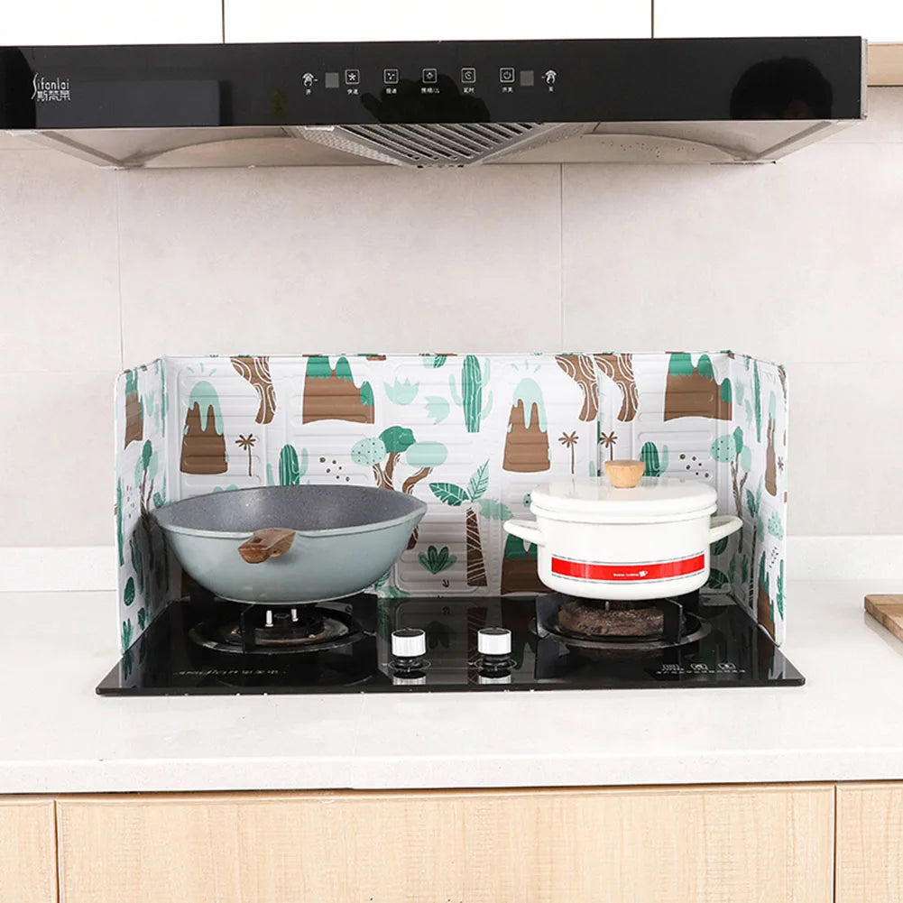 Foldable Kitchen Gas Stove Baffle Plate Kitchen Frying Pan Oil Splash Protection Screen Heat Shields Splatter Stove Shield Guard