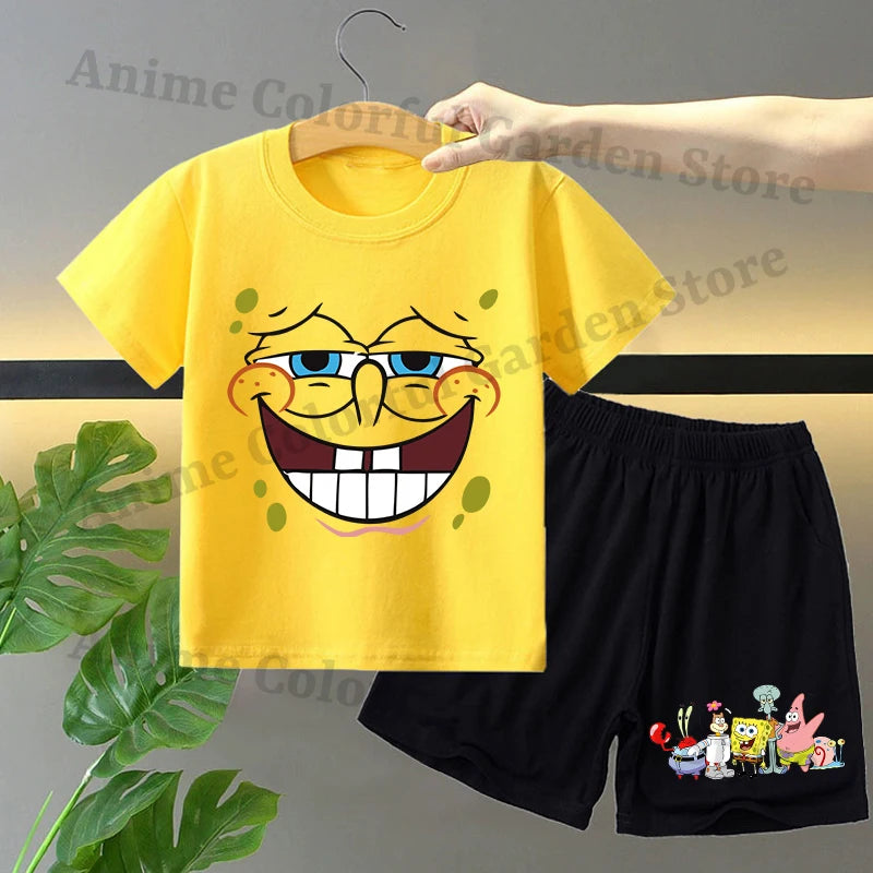 2pcs Spongebobs Squarepants Short Sleeved Shorts Set for Children