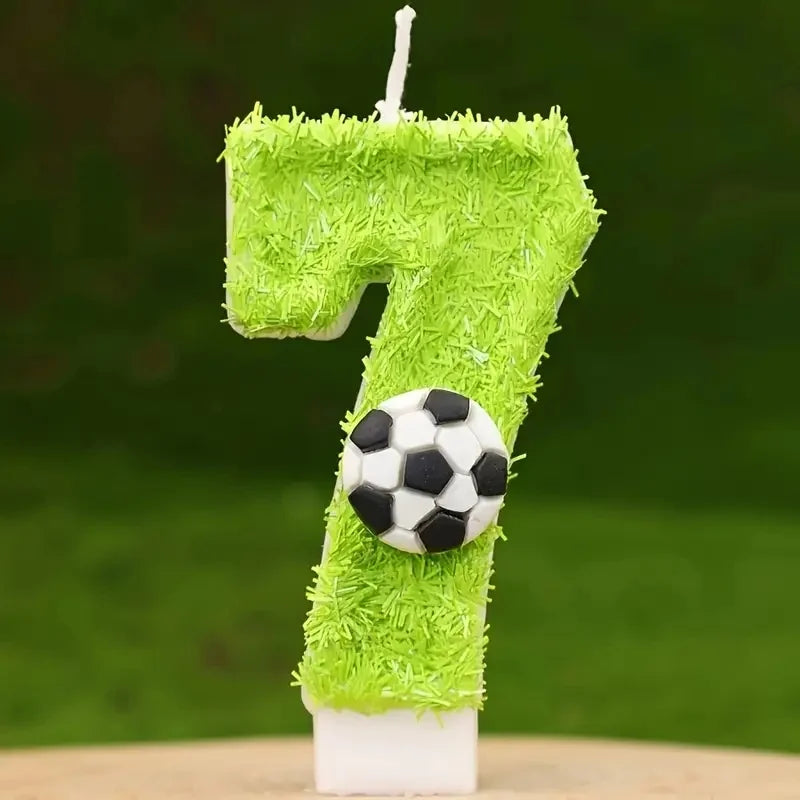 New 0-9 Number Birthday Candles Original Green Silk Football Birthday Cake Digital Party Anniversary Candle