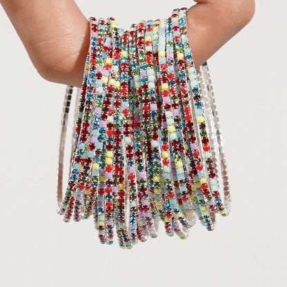 5pcs Fashion Colorful Acrylic Crystal Rhinestone Elastic Bracelet for