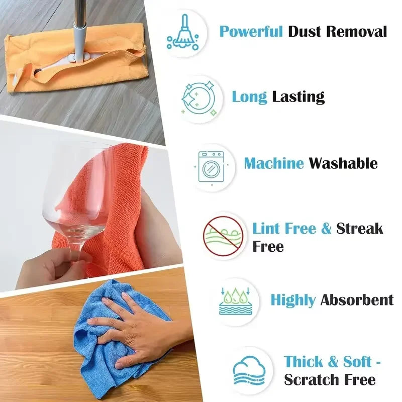 5/10/20/50pcs Microfiber Cleaning Cloth, Dishwashing Cloth Household Rag Kitchen Bathroom Cleaning Towel Durable Absorbent Towel