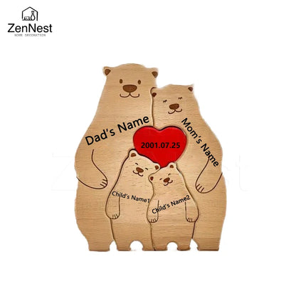 Bear Home Wooden Puzzle Personalized Custom Decor Heart Warmer