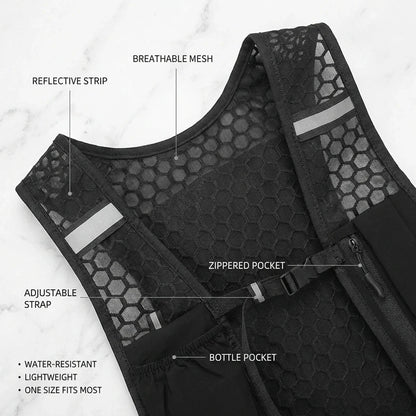 Lightweight Running Vest with Phone Holder New Reflective Hydration Water Chest Pack Storage for Sports Water Bottle